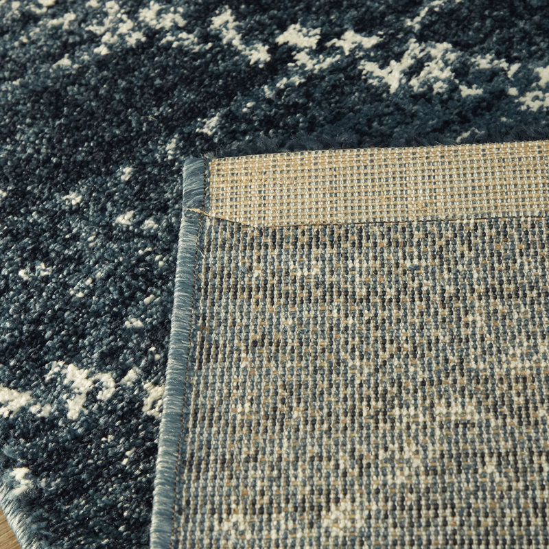 Mercury Row® Beveridge Performance Dark Blue Rug & Reviews Wayfair